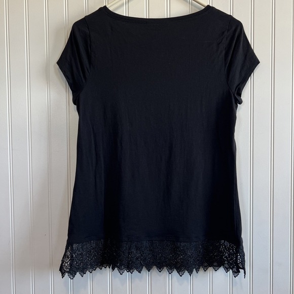 Lauren Ralph Lauren top women's medium lace him basic black feminine - Picture 4 of 7